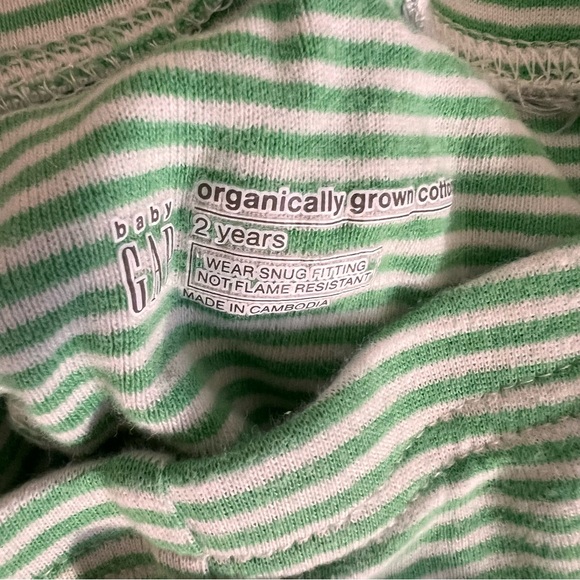 Baby Gap Pajama Set Green Stripe Organic Cotton Toddler - Picture 5 of 5